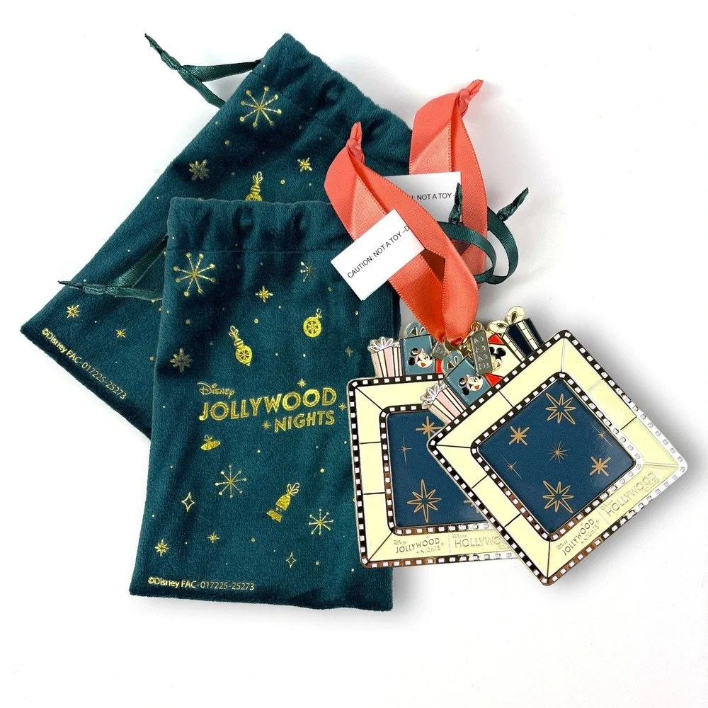 Disney Hollywood Studios Jollywood Nights 2025 Frame‎ Ornament w/ Velvet Bag X 2